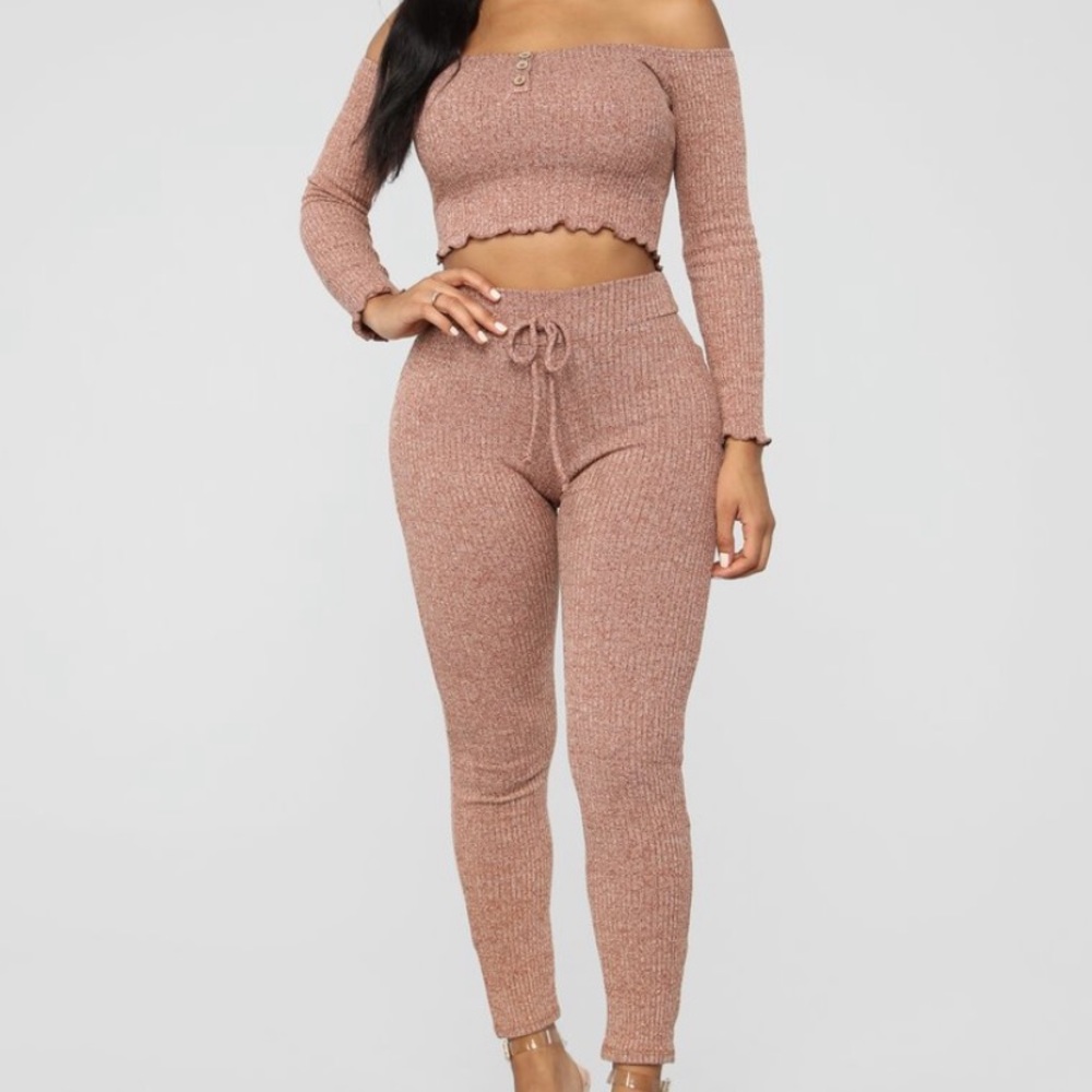 Issa Cozy Vibe Pant Set - Rust